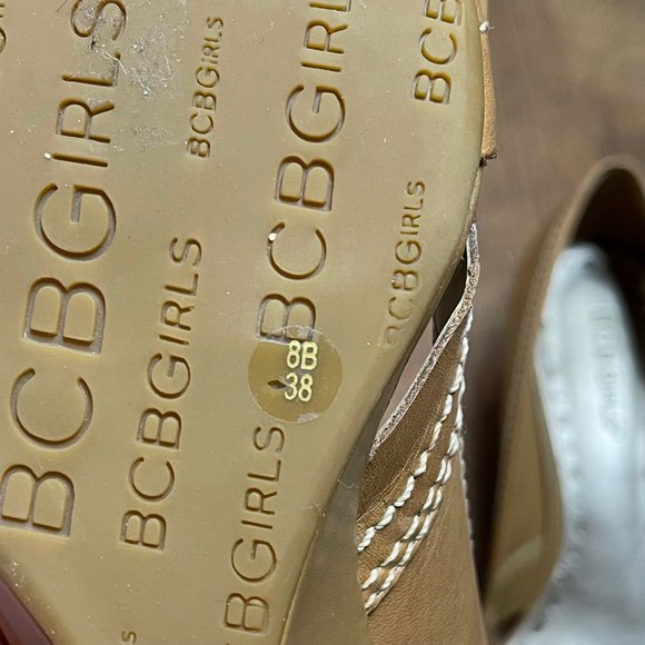 BCBGirls Open Toed Tan Youth Wedge Heels Size 8 - Picture 7 of 7